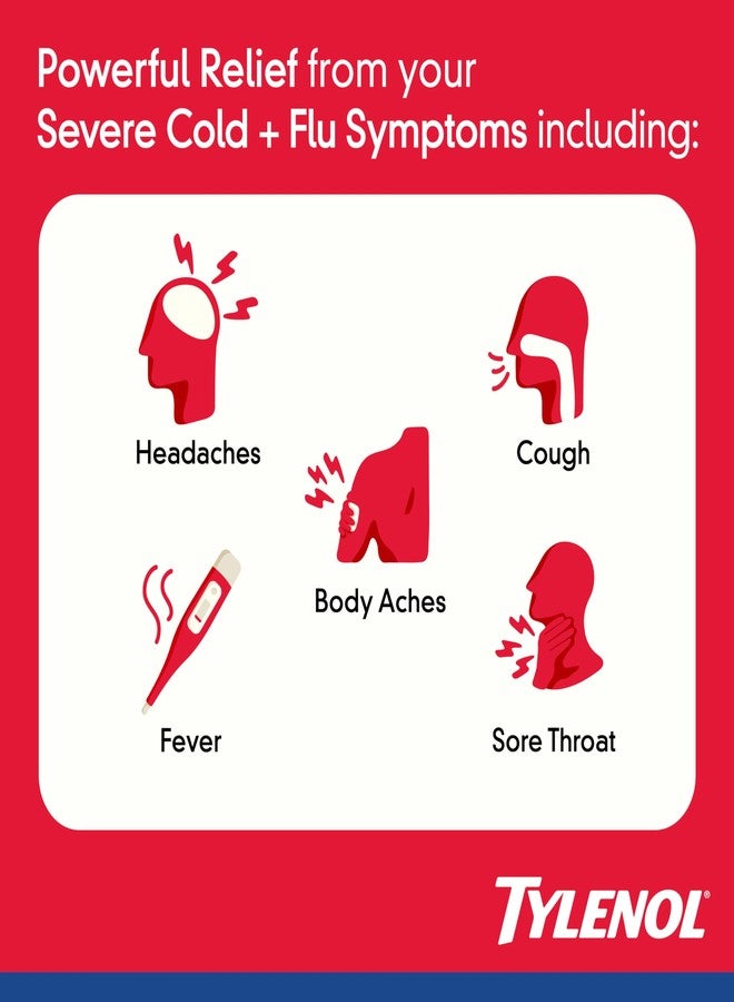 Tylenol Extra Strength Severe Cough + Sore Throat Daytime, Multi Symptom Cold Relief Liquid, Acetaminophen Pain Reliever & Dextromethorphan HBr Cough Suppressant, Cooling Cherry, 8 fl. oz - Image 3